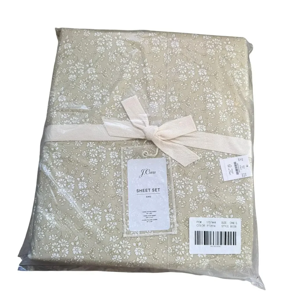 J. Crew NWT Liberty® Capel Floral Fabric Limited-edition King Sheet Set Green